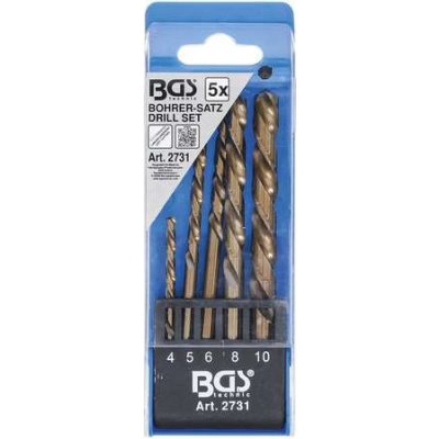 BGS Technic BGS 2731 Vrtáky levé, kobaltová ocel, průměr 4 ÷ 10 mm. Sada 5 dílů – Zboží Mobilmania