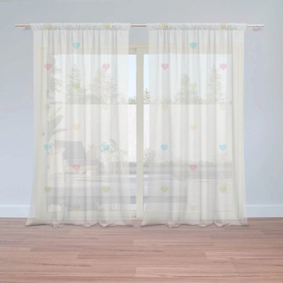 Záclony Barevná srdíčka na béžové: 2 ks - 150x250 cm - Sablio – Hledejceny.cz