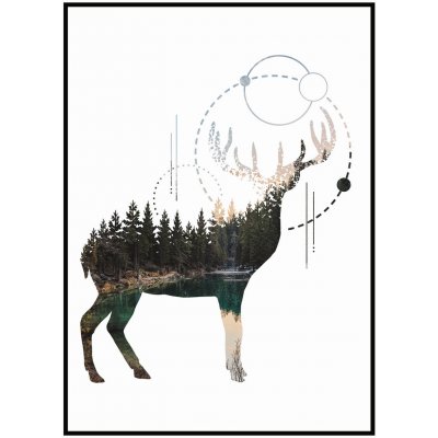 Plakát Jelen a jezero Rozměr plakátu: A4 (21 x 29,7 cm) – Zboží Mobilmania