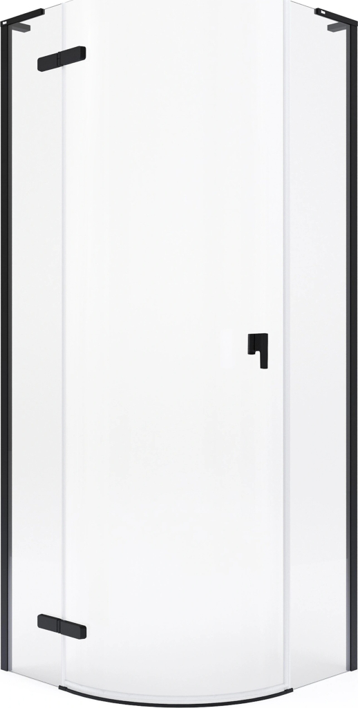 Roca Metropolis-N sprchový kout 90x90 cm půlkulatá černá matný/průhledné sklo AMP1009016M
