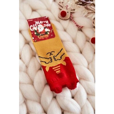 Kesi Dětské vánoční ponožky medvěd Cosas červeno-žlutý
