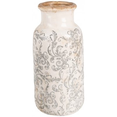 Béžová keramická dekorační váza se šedými ornamenty Gassia L - Ø 15*32 cm - Clayre & Eef – Hledejceny.cz