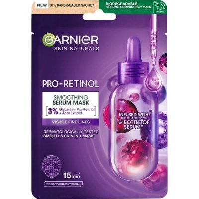 Garnier Skin Naturals Pro-Retinol Smoothing Serum Mask vyhlazující pleťová maska 22 g pro ženy – Zboží Dáma