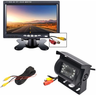 PODOFO Parkovací systém TRUCK, R0030P 18IR LED AV CINCH kamera s 7" LCD displejem na palubku