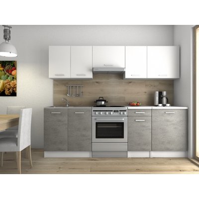 FRONTI Kuchyňská linka LUIZA 240x180 cm Bílá/Beton – Zboží Dáma