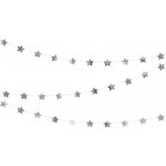 Party Deco Závěsná girlanda hvězdičky stříbrné 360 cm