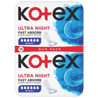 Kotex Ultra Night Duo dámské hygienické vložky 12 ks – Zboží Dáma