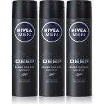 Nivea Men Deep Black Carbon Darkwood deospray 3 x 150 ml dárková sada – Zboží Mobilmania