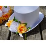 Cylindr bílý - oranžové a bílá růže – Hledejceny.cz