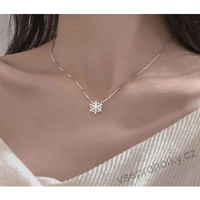 Minet Stříbrný náhrdelník sněhová vločka se zirkony JMAS8055SN45 – Hledejceny.cz