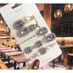 B-TOP Sada 5 ks štrasových sponek do vlasů - zlatá/ barevná Druh barvy: Fialová – Zboží Mobilmania