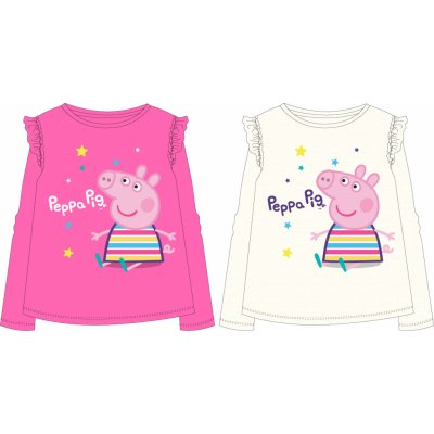 EPlus dívčí tričko s dlouhým rukávem Peppa Pig krémové