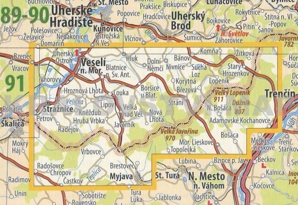 92 Slovácko - Bílé Karpaty - nástěnná turistická mapa - Mapa, lamino,  stříbrný hliníkový rám od 1 790 Kč - Heureka.cz