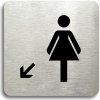 Piktogram Accept Piktogram "WC ženy vlevo dolů" (80 × 80 mm) (stříbrná tabulka - černý tisk bez rámečku)