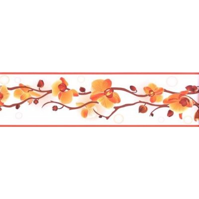 IMPOL TRADE B83-13-11 Samolepící bordura orchidej , rozměr 5 m x 8,3 cm, – Zboží Dáma