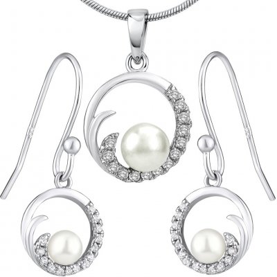 SILVEGO VIVA stříbrná perlová souprava šperků přívěsek a náušnice JJJS0949 – Sleviste.cz