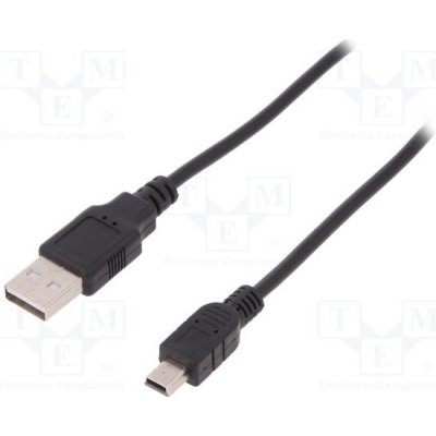 Digitus AK-300130-018-S USB 2.0, type A - mini B (5pin) M/M, 1,8m, černý – Zboží Mobilmania