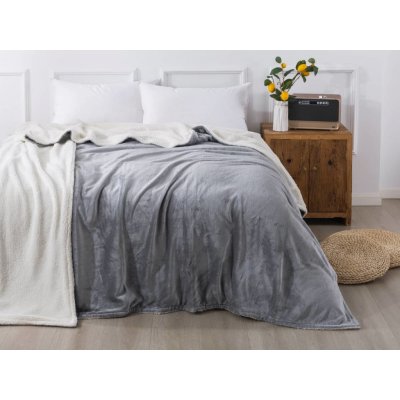 XPOSE Dětská mikroplyšová deka Exclusive s beránkem světle šedá – Hledejceny.cz