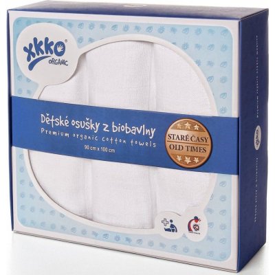 Kikko tetra osušky z biobavlny XKKO Organic 90x100cm Staré časy bílé (3ks) – Zbozi.Blesk.cz