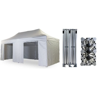 TENTino BIG HEXAGON EXTRA HIGH ROOF 4x8 m 5A - ŠEDÁ – Hledejceny.cz