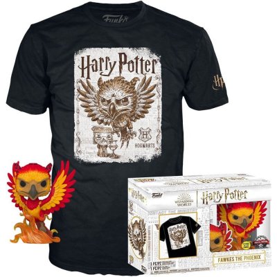 CurePink: pánské tričko se sběratelskou figurkou Harry Potter: Brumbálův patron S figurka 9 cm černá bavlna [FK63374] – Zbozi.Blesk.cz