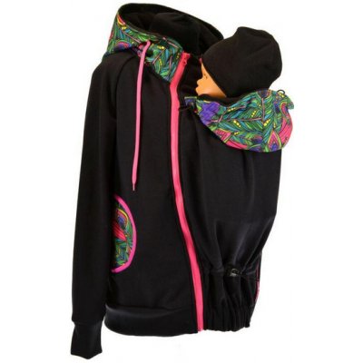 Shara nosící mikina černá/paví pera/ růžová černá/paví pera – Zboží Dáma