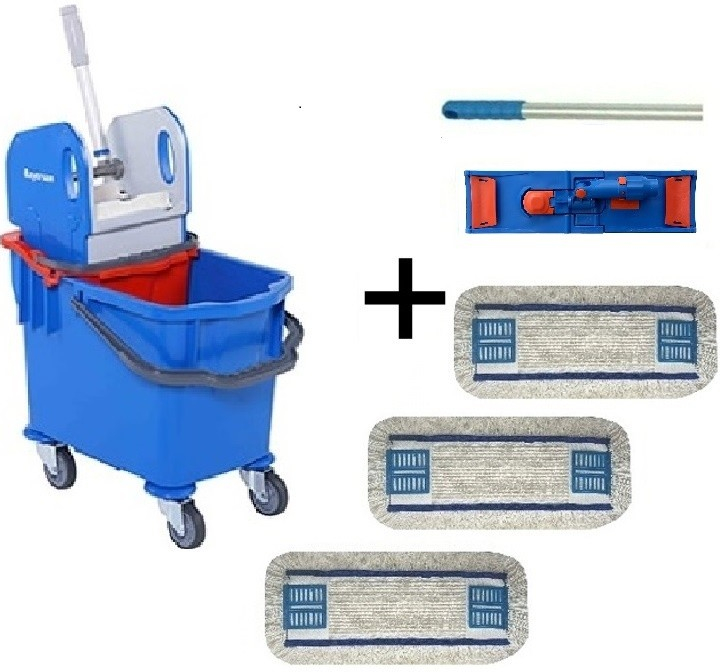 Uklidshop Úklidový vozík SINGLE 1 x 25 l + FLIPPER Mop sestava se 3 návleky 40 cm