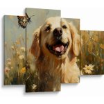 Obraz - Šťastný psík (s hodinami), Čtyřdílný 110x75 cm s hodinami – Hledejceny.cz