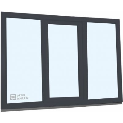 KNIPPING Plastové okno - 70 AD, 2100x1500 mm, FIX/OS/FIX, antracit Barva, imitace: antracit/bílá (jednostranně) – Hledejceny.cz