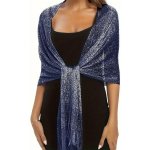 Společenský šál s třásněmi modrá – Zboží Dáma