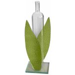 Skleněná váza na 1 květinu tulipán, zelené listy – Hledejceny.cz
