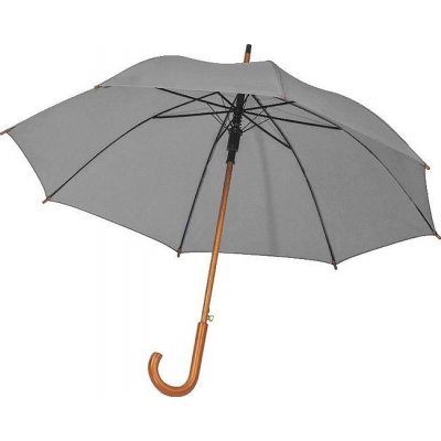 Automatický deštník s dřevěnou rukojetí šedý