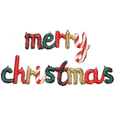 PartyDeco PartyDeco Fóliový balónkový nápis - Merry Christmas 143 x 25 cm – Hledejceny.cz