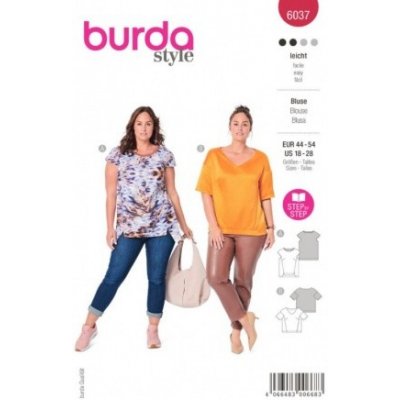 Střih na dámské tričko v nadměrné velikosti Burda 6037 – Zboží Mobilmania