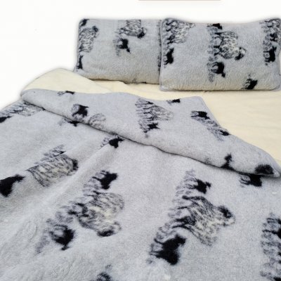 Ovčí Věci souprava z ovčí vlny vzor Ovečka prostěradlo 160x200 140x200 45x75 – Zboží Dáma