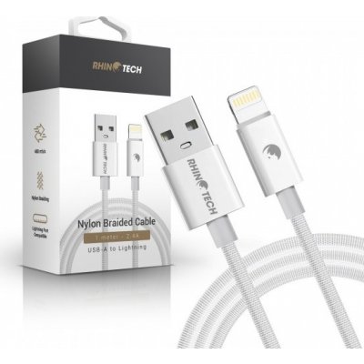 RhinoTech kabel s nylonovým opletem USB-A na Lightning 2,4A 1M bílá (5ks set) – Zbozi.Blesk.cz