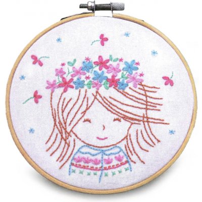 Stoklasa Dětská vyšívací dárková sada s předtištěným motivem 940198/1 růžová panenka 15x22cm průměr 18cm – Hledejceny.cz