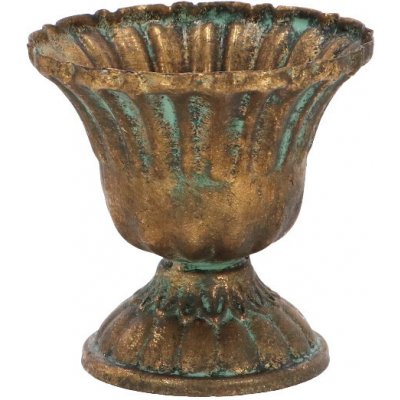 Váza francouzská AGED METAL, kov, zlatá/tyrkys patina, pr.8x8cm|Esschert Design – Hledejceny.cz