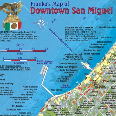 potápěčská mapa Cozumel Franko