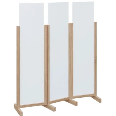 Atmosfere LINE 116 dřevěný 3-dílný paraván mobilní výška 1600 mm rám dub bardolino výplň bílá – Hledejceny.cz