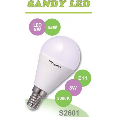 Sandy LED žárovka LED E14 B45 S2601 8W teplá bílá – Hledejceny.cz