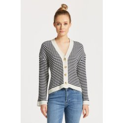 Gant svetr STRIPE COTTON RIB V NECK CARDIGAN modrá