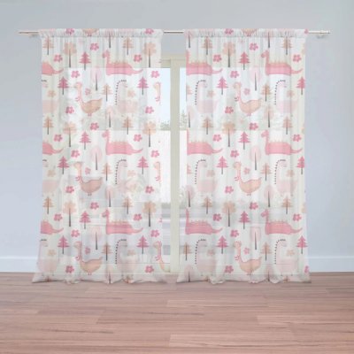 Záclony Růžoví dinosauři: 2 ks - 150x250 cm - Sablio – Hledejceny.cz