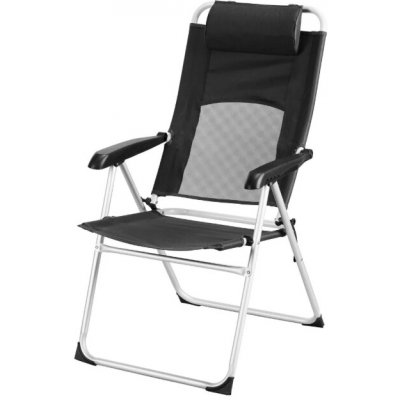CountrySide Kempingové polohovací skládací křeslo s opěrkou hlavy CS-10133 šedočerné – Zboží Dáma