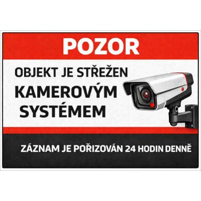 ⚠️ Cedule Objekt je střežen kamerovým systémem (na šířku) - A5 - 15x21 cm / Hliníkový sendvič tl. 3mm – Hledejceny.cz