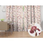 Biante Bavlněný závěs Sandra SA-636 Vínovo-béžové kosatce na bílém 150x210 cm – Hledejceny.cz