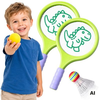 Woopie Rakety na badminton a tenis s pěnovým míčkem a košíčkem Dinosaurus – Hledejceny.cz