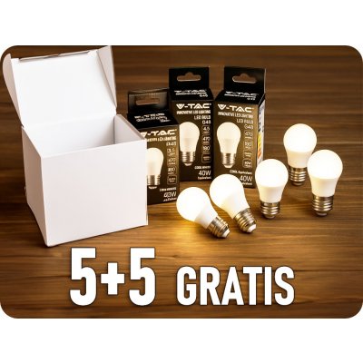 V-TAC E27 LED žárovka 4,5W 470 lm G45 5 + 5 ks studená bílá – Zboží Mobilmania