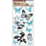 Anděl 1030 samolepící dekorace černošedá s tyrkysovými motýli 69x32 cm – Zboží Dáma
