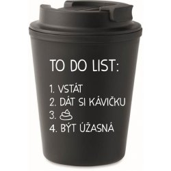 Giftela TO DO LIST BÝT ÚŽASNÁ černý termohrnek 300 ml